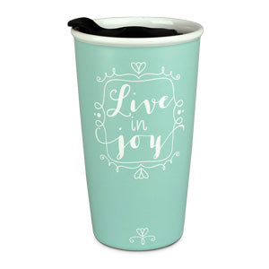 Ceramic Tumbler Mug - Live In Joy