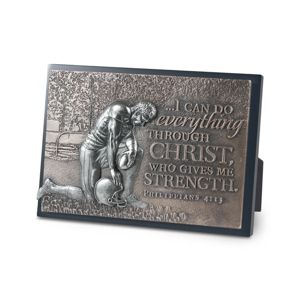 Football Small Moments Of Faith Sculpture Plaque - KI Gifts Christian Supplies