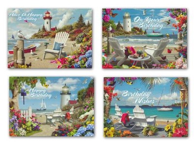 Happy Birthday Boxed Cards: Beach Scenes - KI Gifts Christian Supplies
