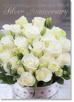 Happy Anniversary: White roses and eucalyptus (order in 6)