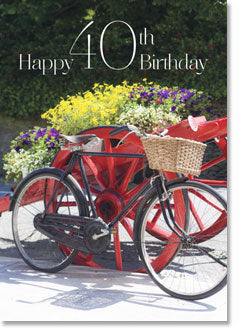 Happy 40th Birthday - Bike With Flowers (order in 6)