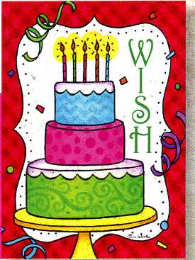 Greeting Card - Pack of 6 Birthday - Wish Cake - KI Gifts Christian Supplies