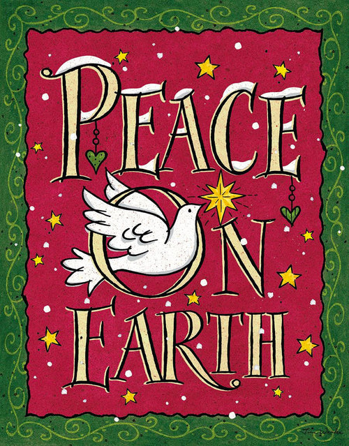 Boxed Christmas Cards: Deluxe Linen Peace on Earth Dove - Set Of 18