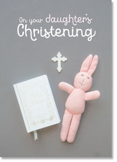 Christening - Daughter : Soft toy and Bible girl
