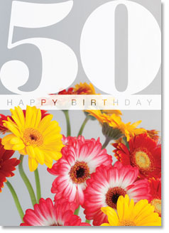 Happy Birthday : Colourful Gerberas 50th (order in 6)