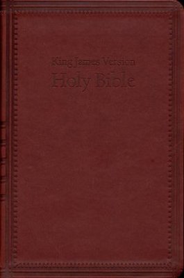 Saddle Tan and Toffee Framed Inlay Faux Leather Giant Print Standard-size KJV Bible with Thumb Indexing