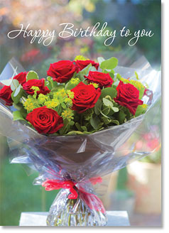 Happy Birthday :  Red Rose Posy