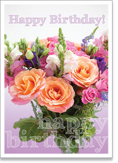 Happy Birthday - Peach Roses (order in 6)