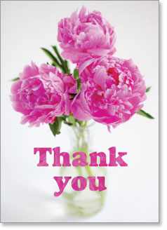 Thank You : Pink Paeonies in Vase (order in 6)