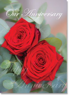 Ruby Wedding Anniversary - Ruby Wedding Flowers Foiled  (order in 6)