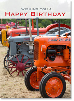 Happy Birthday - Vintage tractor line up (order in 6)