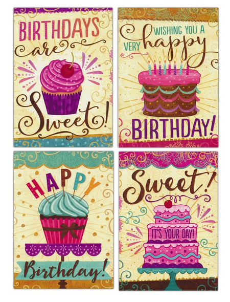 Happy Birthday : Abstract Flowers (12 Boxed Cards)