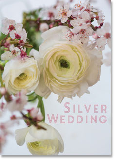 Silver Wedding Anniversary - Silver Wedding Flowers Foil (order in 6)
