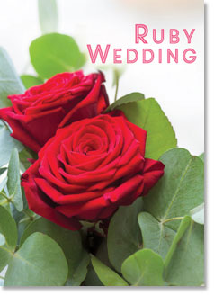 Ruby Wedding Anniversary - Red Roses & Eucalyptus (order in 6)