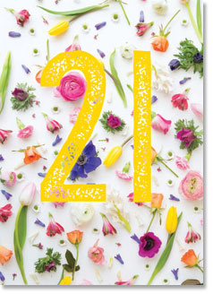 Have a wonderful 21st Birthday: Flower Heads (order in 6)