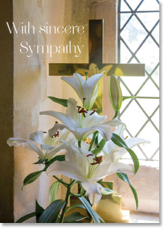Sympathy - White Lilies Near Cross (order in 6)