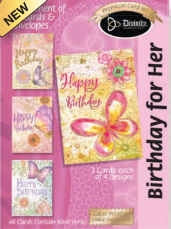 Birthday For Her Assortment:Butterfly Blooms (12 Boxed Cards)