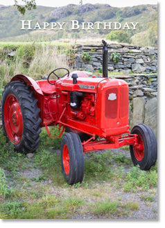 Happy Birthday - Red Nuffield Tractor
