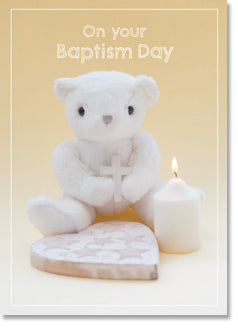 Baptism - Toy Bear With Cross and Candle (ORDER IN 6)