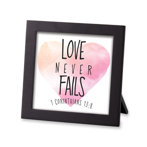 Framed Art Watercolor Script - Love Never Fails