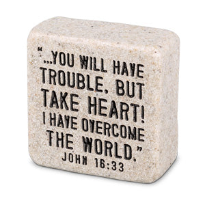 Cast Stone Sentiment Heart - Strong & Courageous