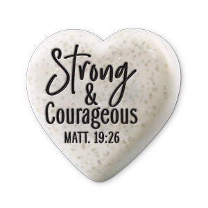 Cast Stone Sentiment Heart - Strong & Courageous