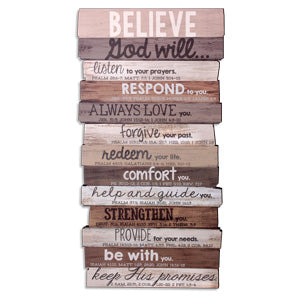 Medium Stacked Wood Wall Plaque - Believe