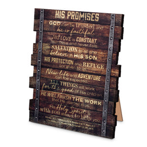 Wood Planks Farmhouse Industrial Plaque - His Promises