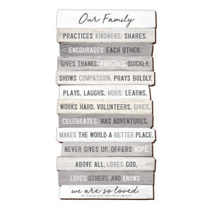 Small Stacked Wood Desktop Plaque - Our Family Will