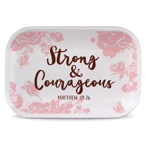 Pretty Prints Catch-all Tray: Strong and Courageous - KI Gifts Christian Supplies