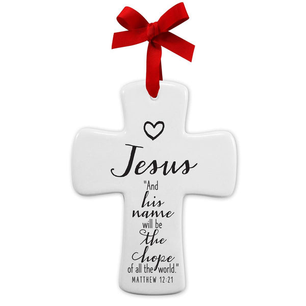 CHRISTMAS ORNAMENT JESUS CROSS 4.5"