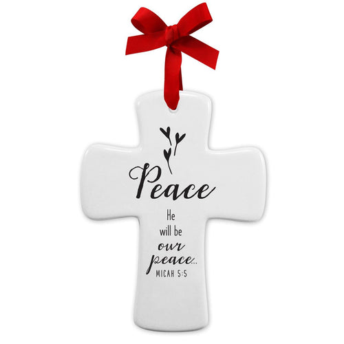 CHRISTMAS ORNAMENT PEACE CROSS 4.5"