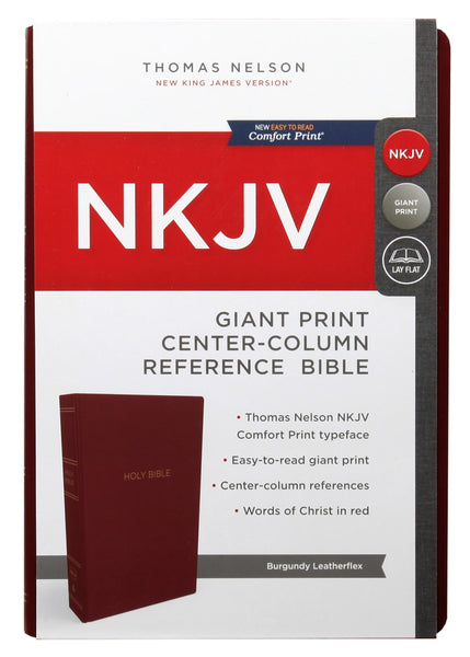NKJV Reference Bible Giant Print Burgundy Indexed (Red Letter Edition)