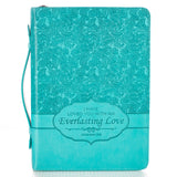 Bible Cover - Everlasting Love Turquoise Faux Leather Fashion Jeremiah 31:3