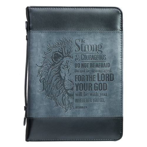 Bible Cover - Be Strong Lion Two-Tone Classic Joshua 1:9