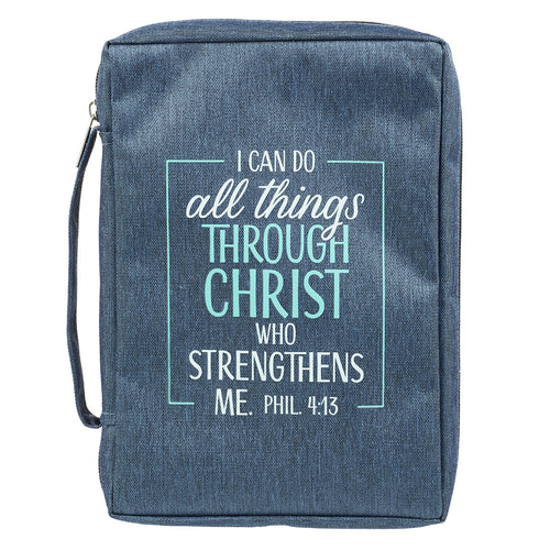 I Can Do All Things Blue Poly-Canvas Bible Cover - Philippians 4:13
