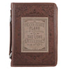 A Man's Heart Brown Faux Leather Classic Bible Cover - Proverbs 16:9