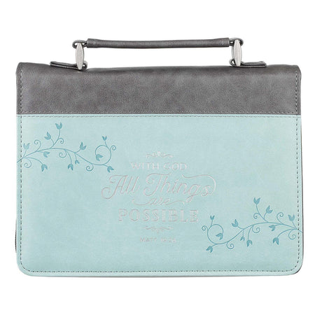 Faux Leather Fashion Bible Cover - Grace Butterfly Blessings Teal Ephesians 2:8