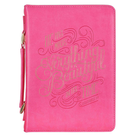 Amazing Grace Flower Field Pink Faux Leather Fashion Bible Cover