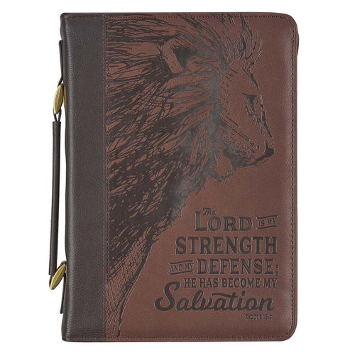 Faux Leather Classic Bible Cover - The LORD is My Strength