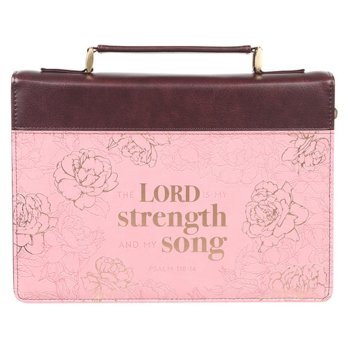 My Strength and My Song Pink Rose Faux Leather Fashion Bible Cover – Psalm 118:14