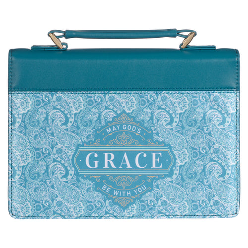 God's Grace Teal Paisley Faux Leather Fashion Bible Cover