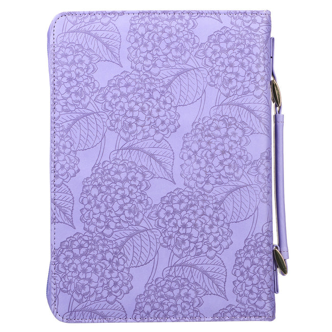 Saved by Grace Hydrangea Lilac Purple Faux Leather Fashion Bible Cover - Ephesians 2:8