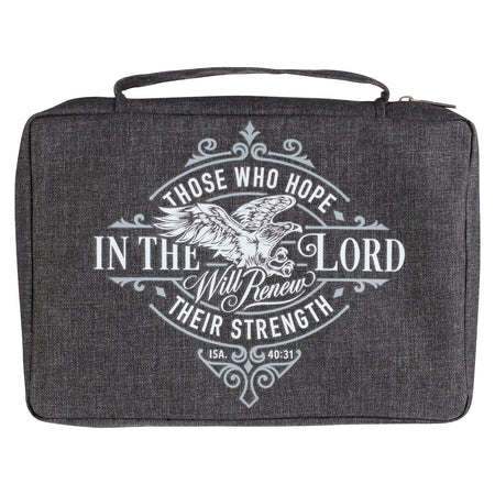 Bible Cover with Ichthus Fish Badge Gray Poly-canvas
