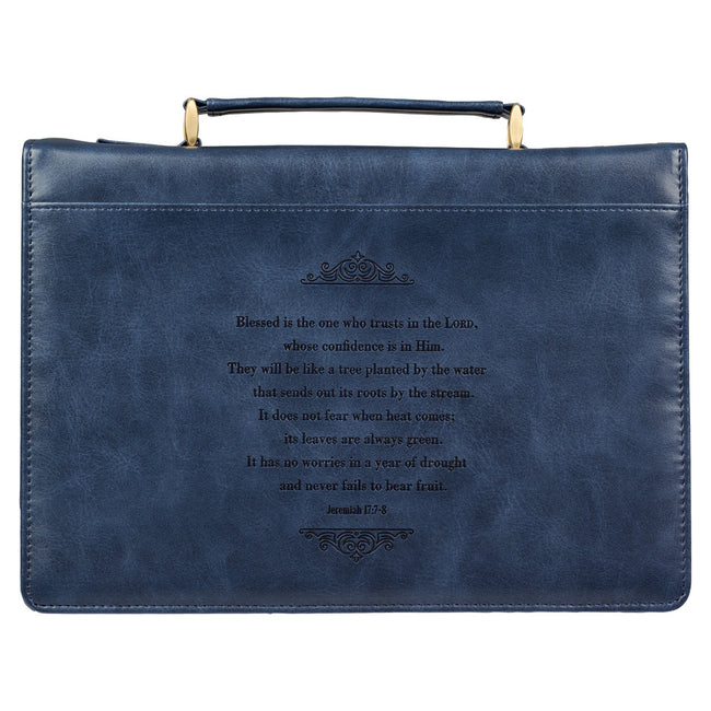 Blessed Is The One Nautical Navy Faux Leather Classic Bible Cover - Jeremiah 17:7