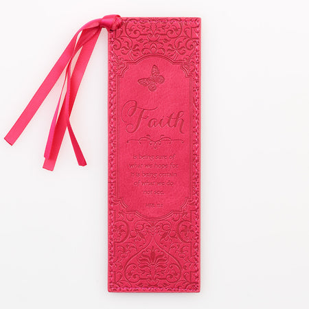 Faux Leather Bookmark - Nothing Will Be Impossible Pink Floral Faux Leather Bookmark - Matthew 17:20