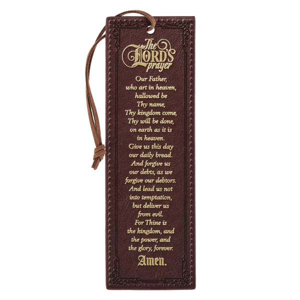 The LORD's Prayer Walnut Brown Faux Leather Bookmark - Matthew 6:9-13
