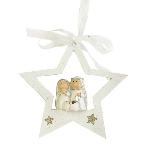 HOLY FAMILY IN STAR ORNAMENT 3.5"