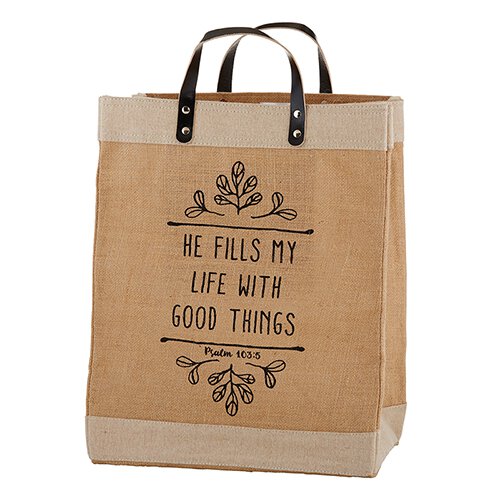 Farmer's Market Large Tote - He Fills My Life with Good Things