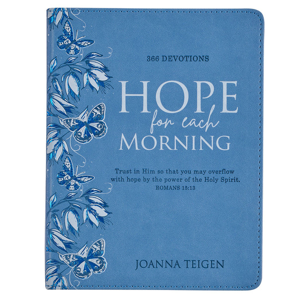 Hope For Each Morning Blue Faux Leather Devotional